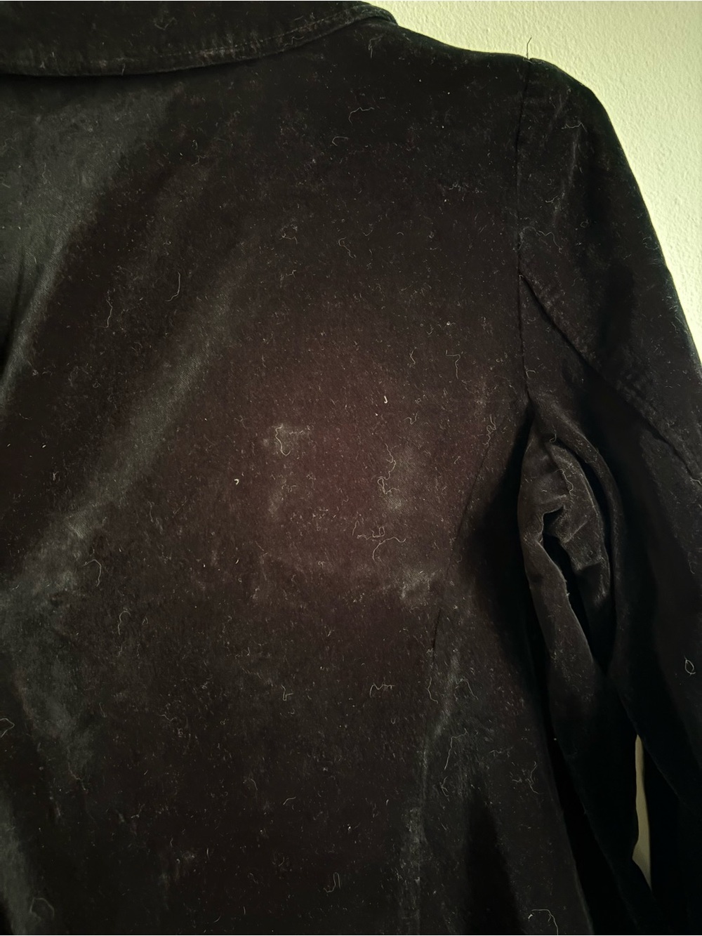 90s Vintage Black Velvet Floral Embroidered Long Coat - Picture 5 of 6